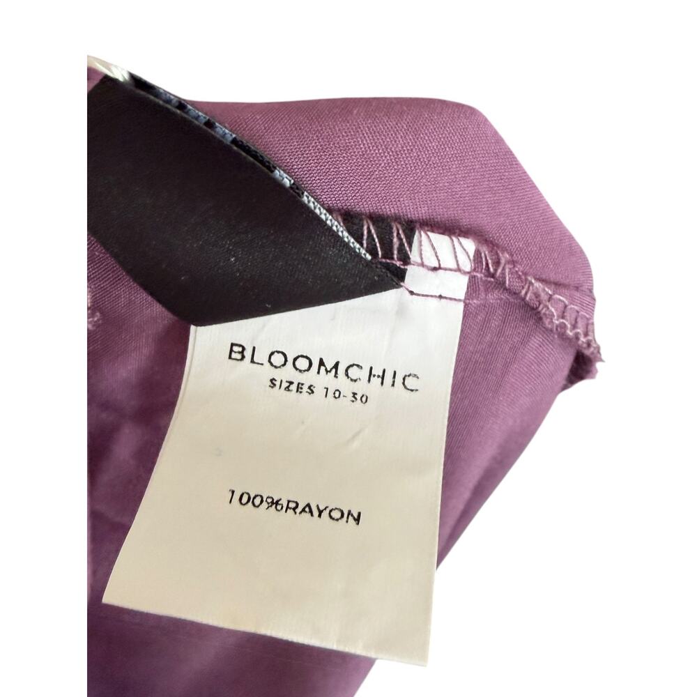 BloomChic Womens 6X 30 V Neck Ruched Knot Midi Dress Pocket Ruffle Hem NWT - Picture 8 of 13